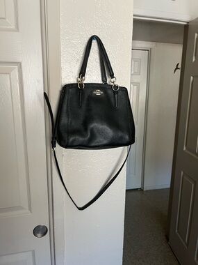 Coach Black Pebbled Leather Satchel with Adjustable Strap